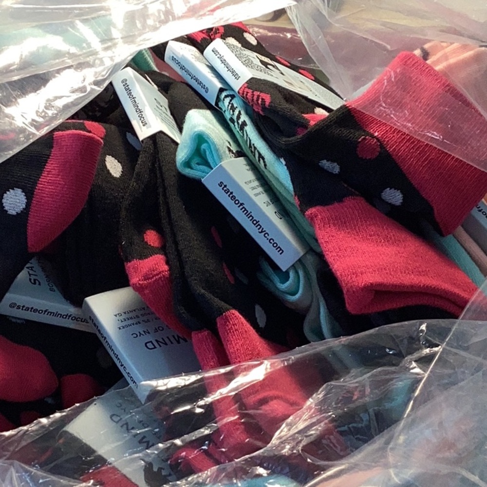 State of Mind Black and Pink Polka Dot Socks bundle